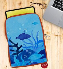 BK Gift Balıklar Tasarımlı Taşınabilir Koruyucu Tablet Kılıfı & Organizer Çanta - Turuncu-1