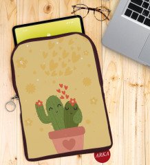 BK Gift Kaktüs Tasarımlı Taşınabilir Koruyucu Tablet Kılıfı & Organizer Çanta - Bordo-2