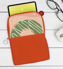 BK Gift Donut Tasarımlı Taşınabilir Koruyucu Tablet Kılıfı & Organizer Çanta - Turuncu-1