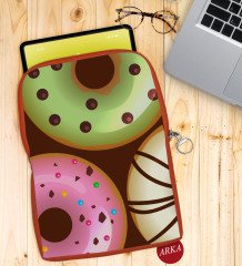 BK Gift Donut Tasarımlı Taşınabilir Koruyucu Tablet Kılıfı & Organizer Çanta - Turuncu-1
