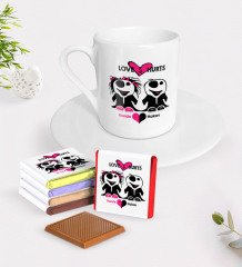Kişiye Özel Sevgililer Günü Türk Kahvesi Fincanı ve Madlen Çikolata Seti-92