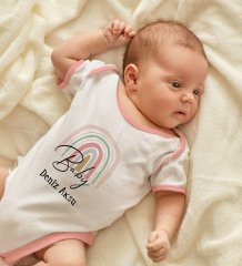 BK Kids Kişiye Özel Harfli İsimli Pembe Bebek Body Zıbın ve Kız Bebek Künyesi Hediye Seti-3
