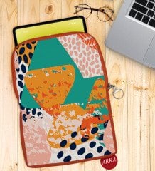 BK Gift Modern Art Tasarımlı Taşınabilir Koruyucu Tablet Kılıfı & Organizer Çanta - Turuncu-1