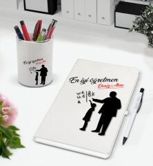 BK Gift Kişiye Özel İsimli Öğretmenler Günü Tasarımlı Defter Kalem ve Kalemlik Hediye Seti, Öğretmene Hediye, Öğretmenler Günü - 5