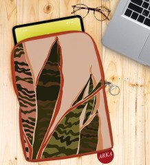 BK Gift Yapraklar Tasarımlı Taşınabilir Koruyucu Tablet Kılıfı & Organizer Çanta - Turuncu-1