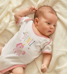 BK Kids Kişiye Özel İsimli Pembe Bebek Body Zıbın ve Kız Bebek Künyesi Hediye Seti-4