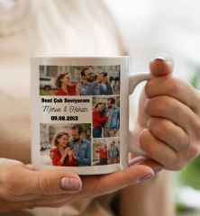 BK Gift Kişiye Özel Mesajlı ve Fotoğraflı Beyaz Kupa Bardak, Arkadaşa Hediye, Sevgiliye Hediye