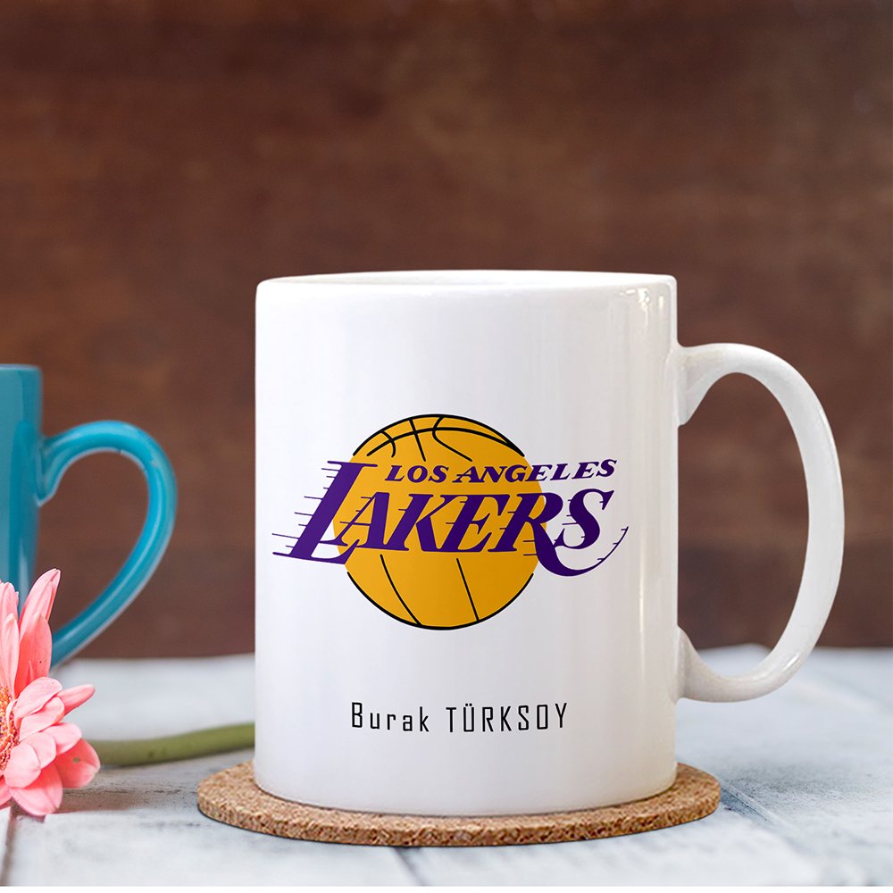 Kişiye Özel NBA Los Angeles Lakers Beyaz Kupa Bardak