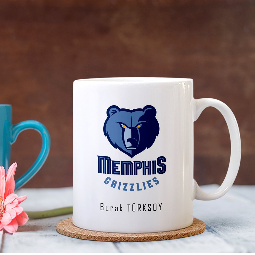 Kişiye Özel NBA Memphis Grizzlies Beyaz Kupa Bardak