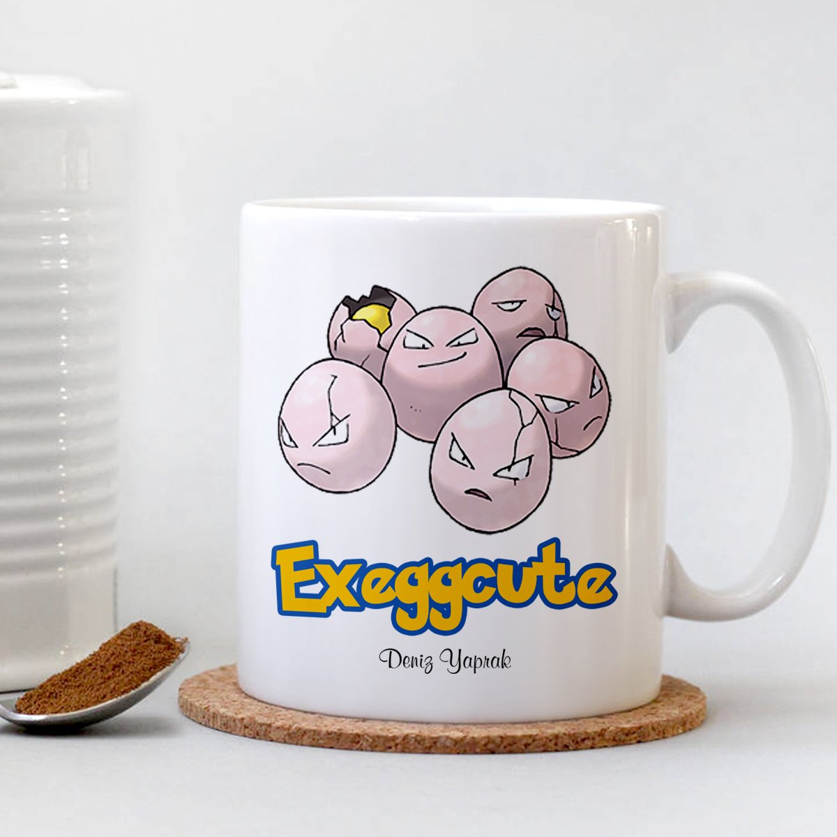 Kişiye Özel Pokemon Exeggcute Beyaz Kupa Bardak