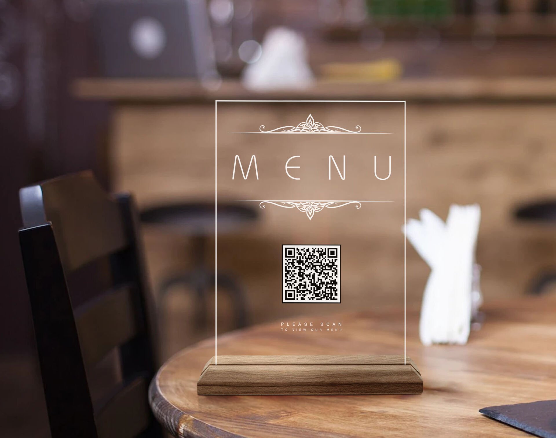 BK Gift Restoran & Cafe & Barlara Özel Ahşap Standlı Pleksi QR Kod Menü ...