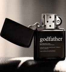 BK Home Godfather Baba Tasarımlı Renkli Baskılı Benzinli Siyah Metal Çakmak-14
