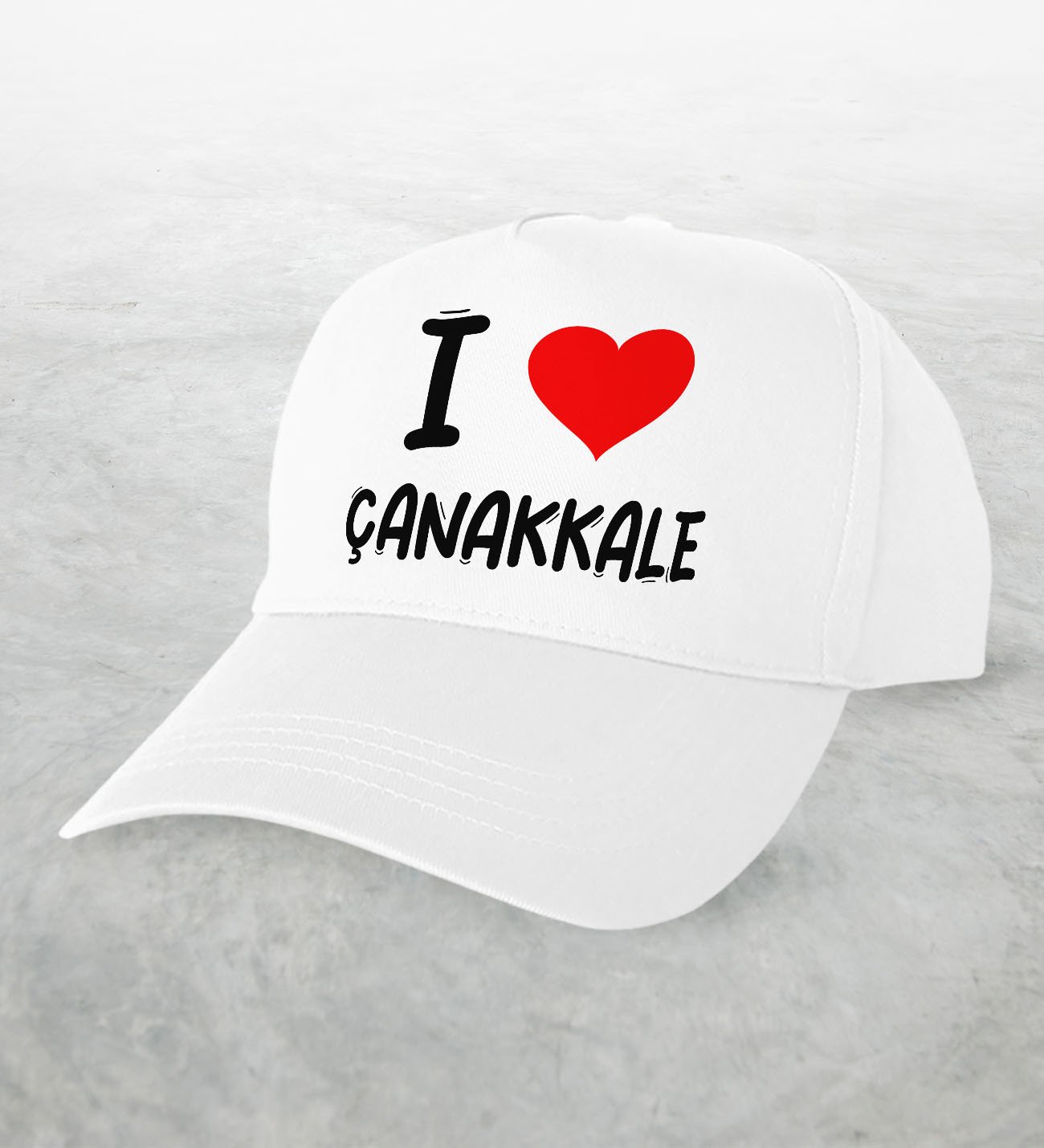 BK Gift I Love Çanakkale Tasarımlı Beyaz Şapka - Model 1