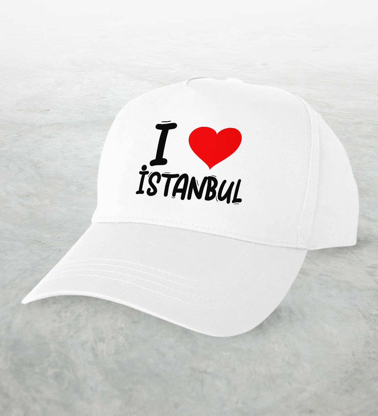 BK Gift I Love İstanbul Tasarımlı Beyaz Şapka - Model 1