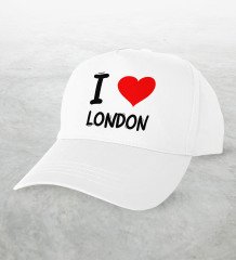 BK Gift I Love London Tasarımlı Beyaz Şapka - Model 1