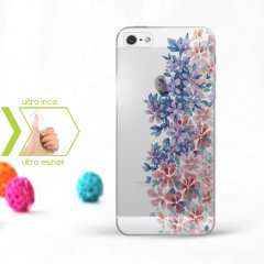 Kişiye Özel Iphone 5 - 5S İnce Şeffaf Silikon Telefon Kapağı (Çiçek Temalı-10)