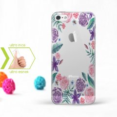 Kişiye Özel Iphone 5 - 5S İnce Şeffaf Silikon Telefon Kapağı (Çiçek Temalı-12)