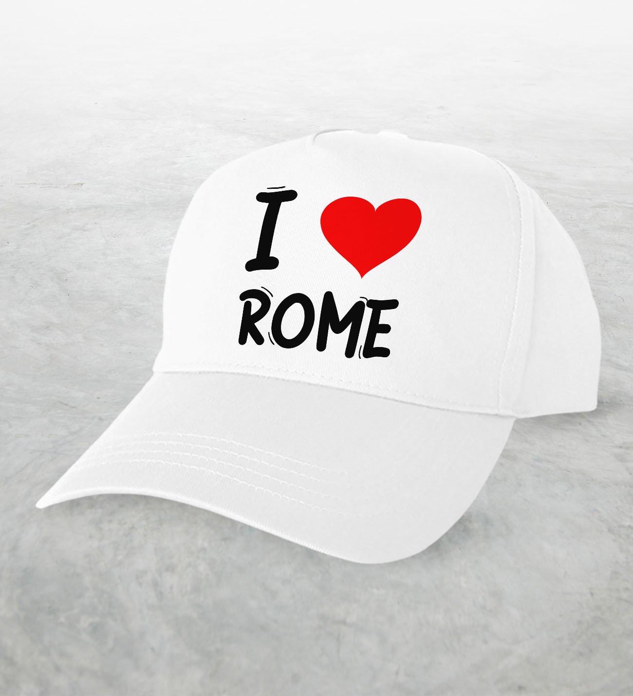 BK Gift I Love Rome Tasarımlı Beyaz Şapka - Model 1