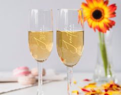 BK Gift Kişiye Özel İsimli Şampanya Bardağı Seti-1, Gelin ve Damat Şampanya Bardağı Seti, Şampanya Bardağı Seti