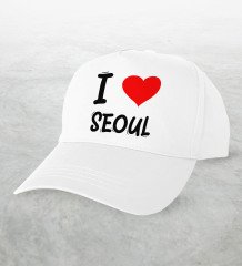 BK Gift I Love Seoul Tasarımlı Beyaz Şapka - Model 1