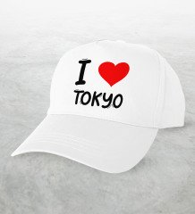 BK Gift I Love Tokyo Tasarımlı Beyaz Şapka - Model 1