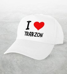 BK Gift I Love Trabzon Tasarımlı Beyaz Şapka - Model 1