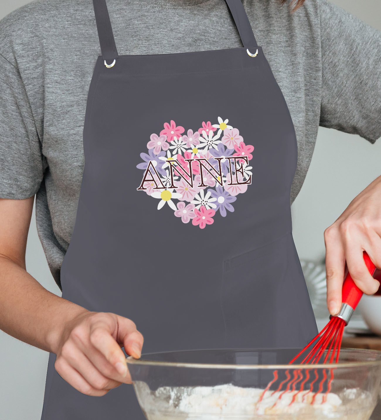 BK Gift Profesyonel Anneler Günü Tasarımlı Antrasit Mutfak Önlüğü, Aşçı Önlüğü, Şef Önlüğü, Ev Hediyesi, Anneye Hediye-6