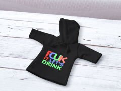 BK Gift Fcuk Tasarımlı Mini Siyah İçki Şişesi Tişörtü , Viski, Şarap, Votka, Rakı Şişesi Tişörtü-1