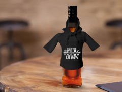 BK Gift Fcuk Tasarımlı Mini Siyah İçki Şişesi Tişörtü , Viski, Şarap, Votka, Rakı Şişesi Tişörtü-2