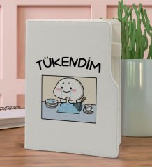 BK Gift Tükendim Tasarımlı Beyaz Termo Deri Not Defteri 15x21cm-1