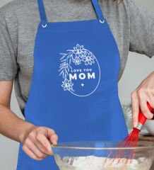 BK Gift Profesyonel Anneler Günü Tasarımlı Mavi Mutfak Önlüğü, Aşçı Önlüğü, Şef Önlüğü, Ev Hediyesi, Anneye Hediye-7