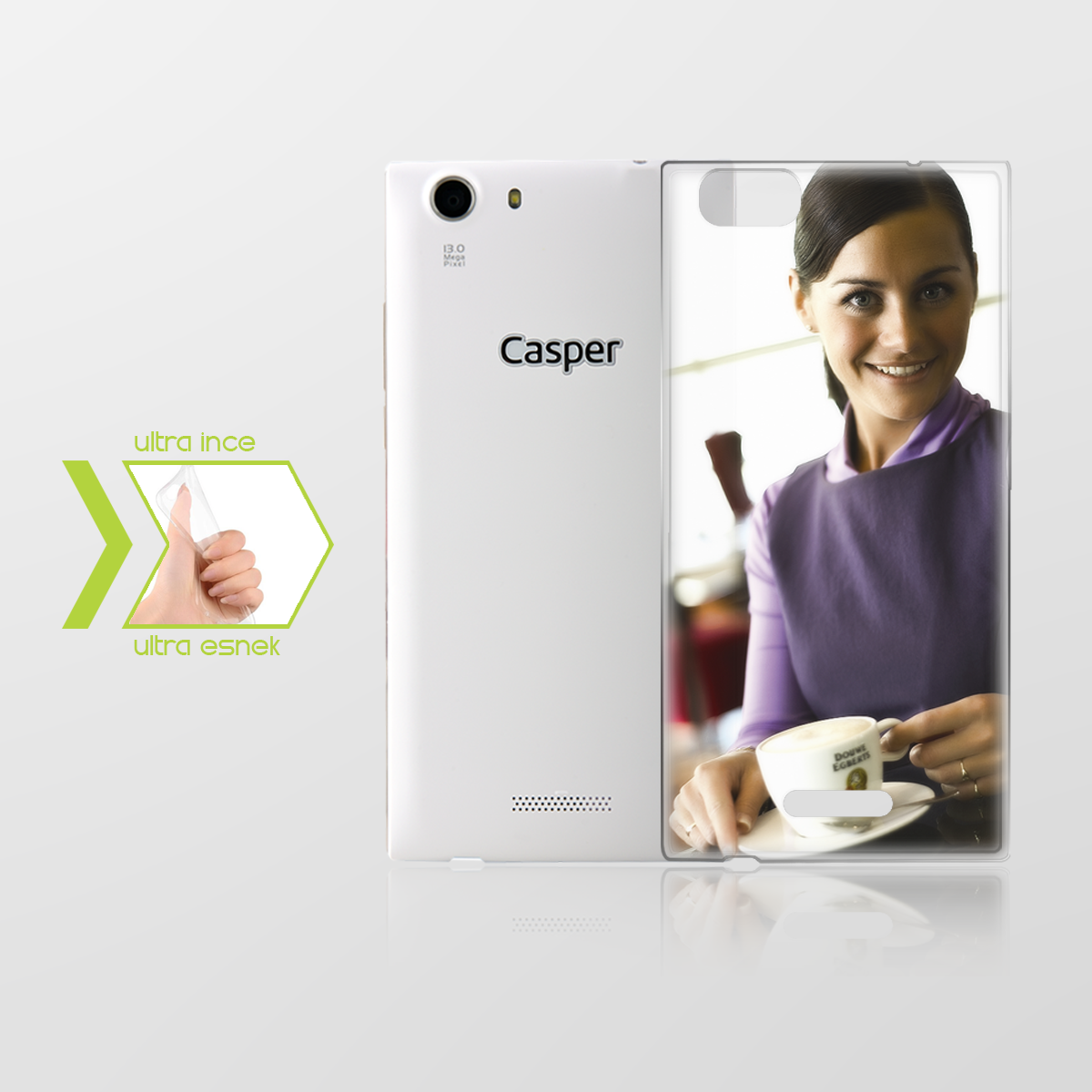 Kişiye Özel Casper Via V6X İnce Şeffaf Silikon Telefon Kapağı