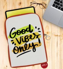 BK Gift Good Vibes Only Tasarımlı Taşınabilir Koruyucu Tablet Kılıfı & Organizer Çanta - Turuncu-1
