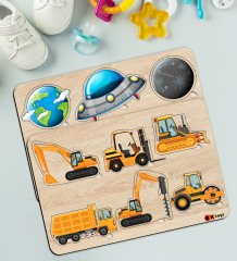BK Toys Çocuklar İçin 2’li Ahşap Figürlü Eğitici-Öğretici Yapboz Puzzle-8