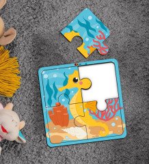 BK Toys Çocuklar İçin Eğitici-Öğretici Ahşap 4 Parça Yapboz Puzzle (6 Adet) - Model 6