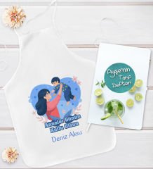 BK Gift Kişiye Özel Anneler Günü Tasarımlı Mutfak Önlüğü ve Yemek Tarif Defteri Hediye Seti-6, Anneye Hediye, Anneler Günü Hediyeleri