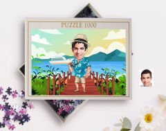 BK Gift Kişiye Özel Tatilci Adam Tasarımlı 1000 Parça Profesyonel Puzzle-1, 1000 Puzzle, Arkadaşa Hediye