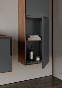 Orka Craft 100 Banyo Dolabı + Boy Dolabı 40 Ceviz / Mat Antrasit ( Boy Dolabı Dahildir )