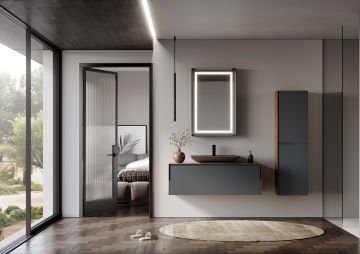 Orka Craft 100 Banyo Dolabı Ceviz / Mat Antrasit ( Boy Dolabı Hariçtir )