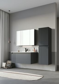 Orka Likya 100 Banyo Dolabı + Boy Dolabı 40 Antrasit (Boy Dolabı Dahildir)