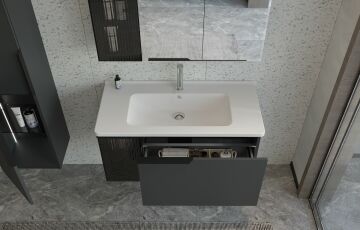 Orka Pure 100 Banyo Dolabı + Boy Dolabı 40 Antrasit (Boy Dolabı Dahildir)