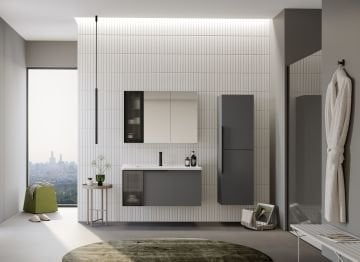 Orka Pure 100 Banyo Dolabı + Boy Dolabı 40 Gri (Boy Dolabı Dahildir)