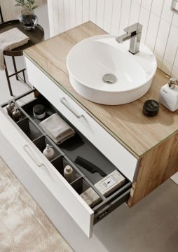 Orka Salerno 95 Banyo Dolabı + Boy Dolabı 40 Legnano / Mat Beyaz ( Boy Dolabı Dahildir )