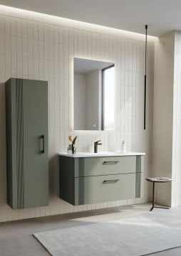 Orka Bari 100 Banyo Dolabı (Led Aynalı) + Boy Dolabı 40 Mat Soft Yeşil ( Boy Dolabı Dahildir )