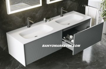 Orka Cube 160 Banyo Dolabı Gri ( Boy Dolabı Hariçtir )