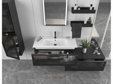 Orka Urban 80 Banyo Dolabı Gri + Alt Yan Dolap 80 Gri + Boy Dolabı 40 Gri (Alt Yan Dolap 80 Gri ve Boy Dolabı 40 Gri Dahildir)