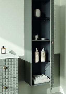 Orka Lipari 120 (Ayaklı) Banyo Dolabı + Boy Dolabı 40 Mat Vizon ( Boy Dolabı Dahildir )
