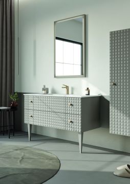 Orka Lipari 100 (Ayaklı) Banyo Dolabı + Boy Dolabı 40 Mat Vizon ( Boy Dolabı Dahildir )