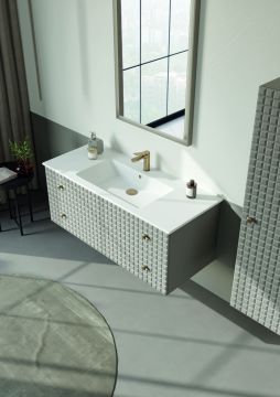 Orka Lipari 100 (Ayaklı) Banyo Dolabı + Boy Dolabı 40 Mat Vizon ( Boy Dolabı Dahildir )