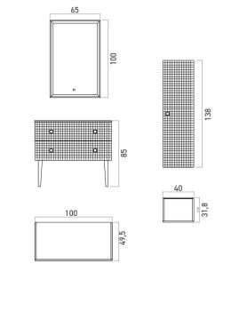 Orka Lipari 100 (Ayaklı) Banyo Dolabı + Boy Dolabı 40 Mat Vizon ( Boy Dolabı Dahildir )